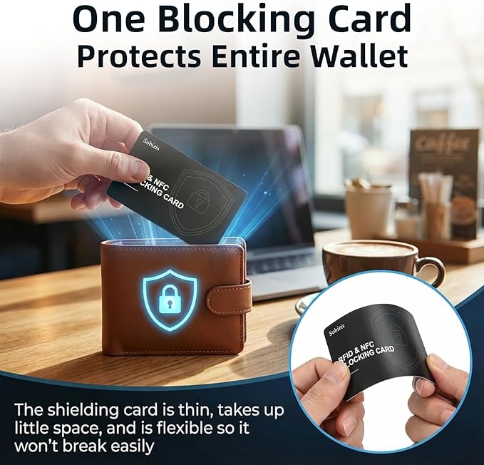 2 Pack RFID Blocking Card, Slim Contactless NFC Debit Credit Card Protector for Wallets,Safe Card RFID Cards Blocker, Anti-Theft for Credit Card Passort ID Card, Travle Accessories for Men & Women