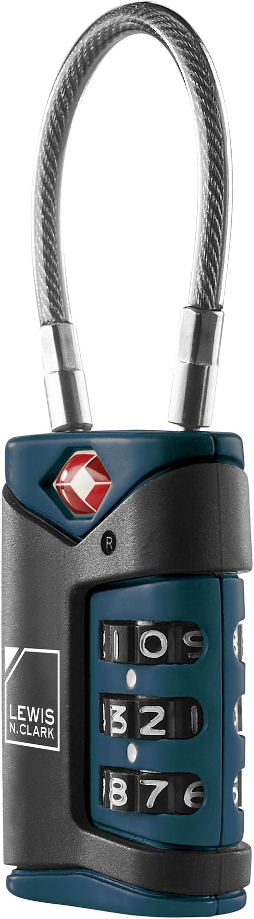 Lewis N. Clark TSA-Approved Easy-to-Set Combination Luggage Lock With Steel Cable, Blue, One Size