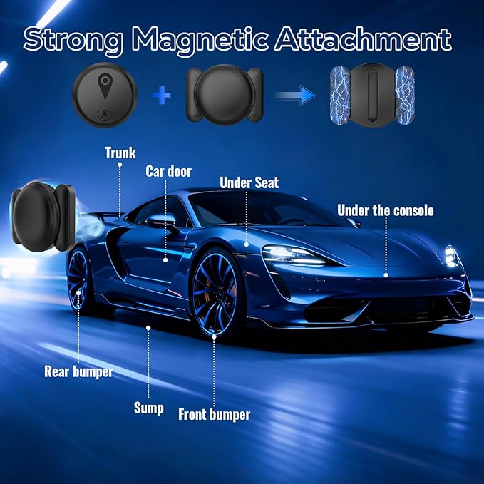 Tracking Devices for Cars Hidden, 2 Pack GPS Tracker for Vehicles Mini Portable GPS Tracker for Cars Splashproof for iOS Find My (iOS Only), No Monthly Fee Subscription No SIM Card Required-Black