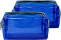TSA Approved Clear PVC Toiletry Organizer Bag 2Pcs Multipurpose Transparent Pure Colour Travel Makeup Cosmetic Bag for Essentials (blue)