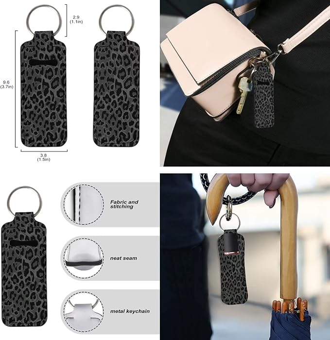 Suobstales 3Pcs Travel Bottles Keychain Holder Set,Travel Bottle Sleeves+Neoprene Chapstick Holders+Lanyard Keychain