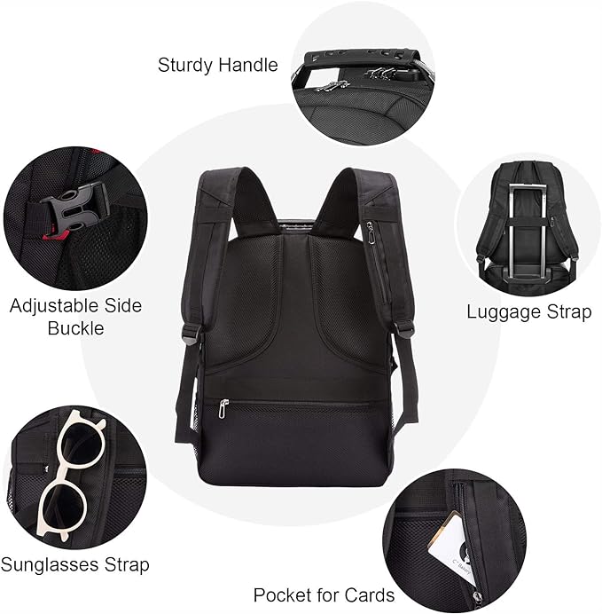 LOVEVOOK Travel Laptop Backpack Waterproof Anti Theft with Lock and USB Charging Port Large Computer Business Backpack for Men Women College (15.6 inch, Black)
