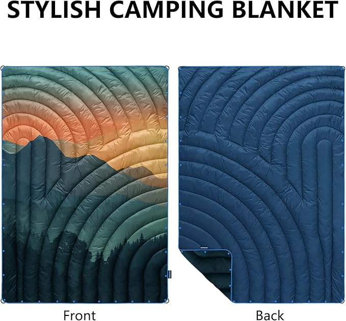 Camping Blanket,Lightweight Puffy Printed Camping Blanket Packable Outdoor Blanket for Camping,Traveling, Stadium, Hiking, Picnics