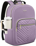 LOVEVOOK Laptop Backpack for Women with Giant Tumbler Holder 15.6 inch,Designer Travel Backpack Laptop Bag College Backpack,Quilted Work Nurse Teacher Backpack Purse Computer Bag Daypack,Taro Purple