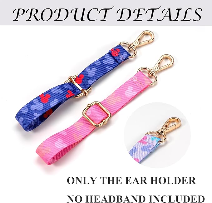 3PCS Mouse Ear Holder for Backpack Theme Park Trip Essentials Bag Charm Adjustable Keychain Lanyard Organizer Decor