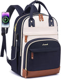 LOVEVOOK Backpack for Women,Laptop Backpack Women,Fits 17 Inch Laptop Bag,School Backpacks,Fashion Travel Work Anti-theft Bag,Waterproof Business Computer College Backpack Purse,Beige-Blue-Brown