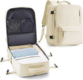VECAVE Travel Backpack for Women, Airline Flight Approved Carry On Backpacks Waterproof 14 Inch Laptop Backpack with Shoe Compartment Casual Daypack Beige
