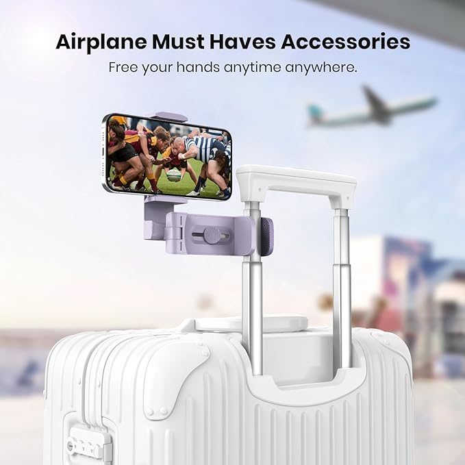 Airplane Travel Essentials Phone Holder, Klearlook Christmas Stocking Stuffers Phone Mount with Multi-Directional 360° Rotation, Travel Must Haves Handsfree Gadgets for Flying, Table or Outdoor-Lilac
