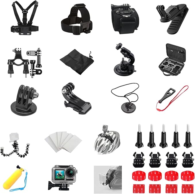 Action Camera Accessory Kit & Storage Case for DJI Osmo Action 4/5 Pro/6, with Tempered Glass, Lens Cap, Anti-Fog Inserts, Cleaning Cloth