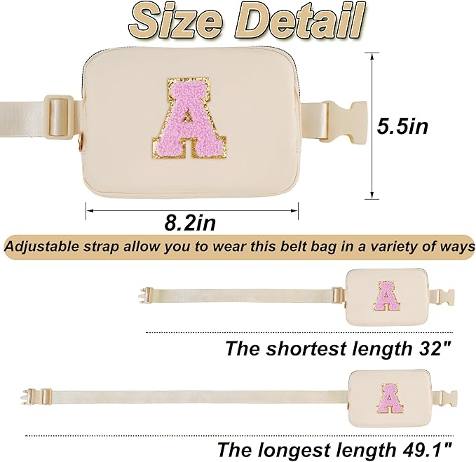 Uygafly Belt Bag Fanny Pack Crossbody Bags with Initials Letter Patch Cute Stuff Birthday Gifts for Teenager Girls Trendy Stuff for Teens | Khaki,A