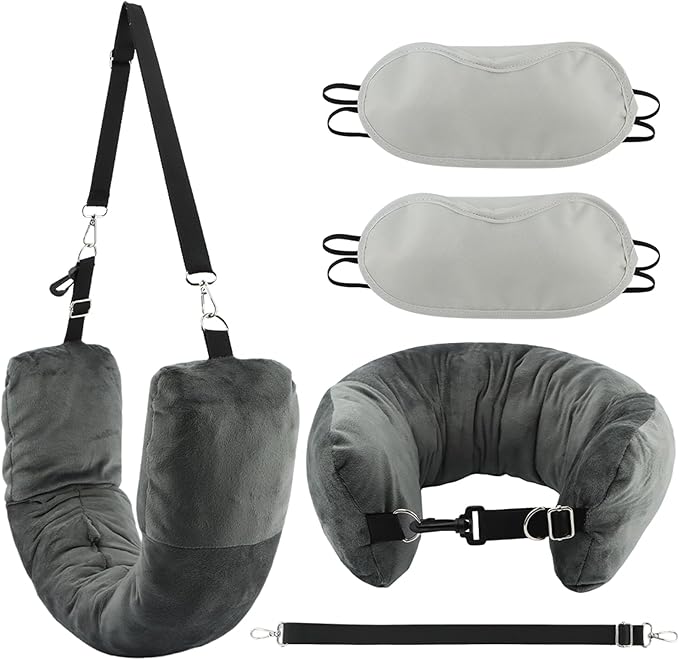 Saycker 2Pcs Stuffable Travel Pillow,Stuffable Neck Pillow for Travel,Fillable Travel Pillow Storage Bag,with 2 Eye Mask,Multiuse Neck Pillow for All Seasons,Travel Essentials,No Filler