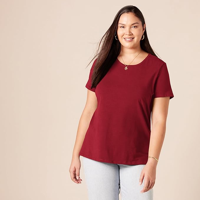 Amazon Essentials Women's Regular-Fit Short-Sleeve T-Shirt (Crewneck and V-Neck Options), Multipacks