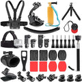 36 in 1 Accessories Kit for Action Camera, Chest & Head Strap Mount, 360° Rotating Wrist Strap Mount, Backpack Clip, Suction Cup Mount, Floating Handle Grip and Various Adjustable Camera Accessories