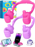 Easter Basket Stuffers for Teen Girls Boys Kids Cell Phone Stand - 2 Pack Thumbs Up Lazy Phone Holder for Desk Birthday Easter Gifts for Adults Women Men(Bright Purple & Hot Pink, 2)