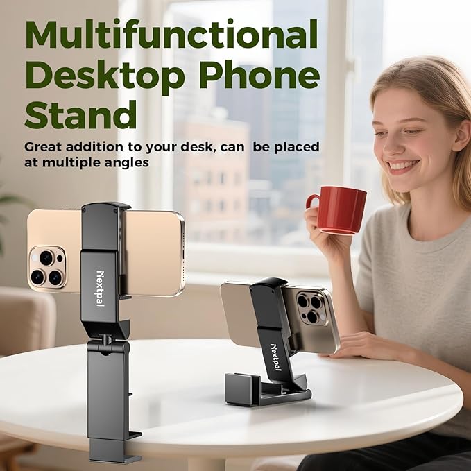 Airplane Phone Holder, Foldable Phone Holder for Airplane Seat Back Luggage Pole Desk 360° Rotation for Multi-Directional Viewing, Travel Essentials Holds Cell Phones (Black 2pcs)