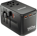 TenTrend Universal Travel Adapter, 140W International Power Adapter with 4 USB-C & 1 USB-A Ports, European Travel Plug Adapter, Worldwide Travel Essentials for EU UK AUS USA