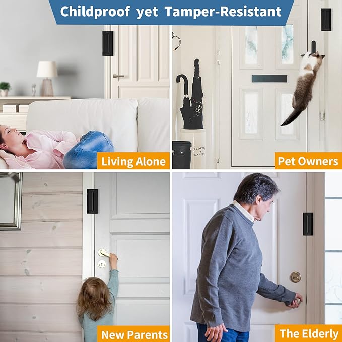 Home Security Door Reinforcement Lock Safety Latch Extra Front Doors Security Devices, Anti Door Kick in Safety Protector for Door Inside, Child Proof Aluminum Locks Black 1Pack