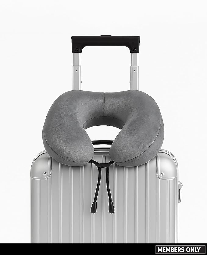 Members Only Grey Travel Neck Pillow - Plane Neck Pillow for Sleeping on Long Flights and Car Rides - Travel Accessories