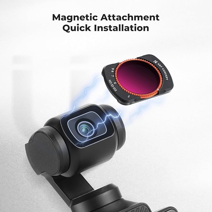 K&F CONCEPT Variable ND2-ND32 & ND32-ND512 Filter Kit Compatible with DJI Osmo Pocket 3 Creator Combo Accessories, Limited Stops Neutral Density Magnetic Attach Filters, Action Camera Accessories