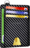 EcoVision Slim Minimalist Front Pocket Wallet, RFID Blocking Credit Card Holder Wallet with Detachable D-Shackle for Men Women