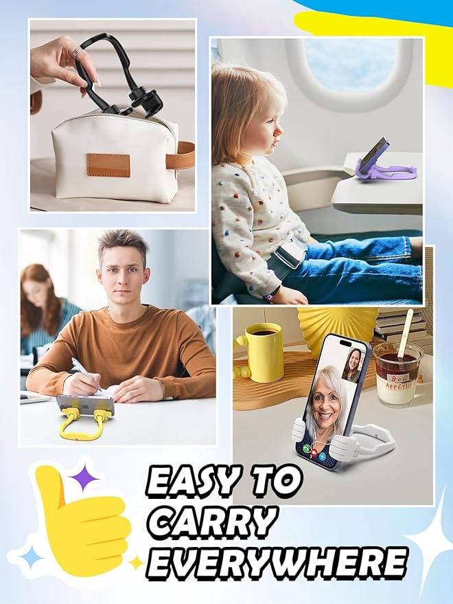 CALDEVER Stocking Stuffers for Men Women Teens Kids Gifts for Men Christmas: Thumbs Up Lazy Phone Stand Holder Funny Gadgets Teenage Boys Girls Dad Father Mother Mom (Black+Purple+White+Yellow, 4)