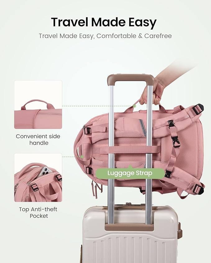 LOVEVOOK Everyday Laptop Backpack for Women & Men With Tumbler Holder,15.6 Inch Classic Travel Work College Teacher Carry on Backpack Purse,Waterproof Computer laptop Bag Hiking Backpack,Light Purple
