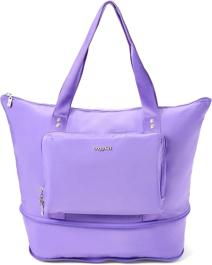 Baggallini Carryall Expandable Lightweight Travel Tote 22" Packable Folding Compact Nylon Washable Weekender w/Luggage Sleeve