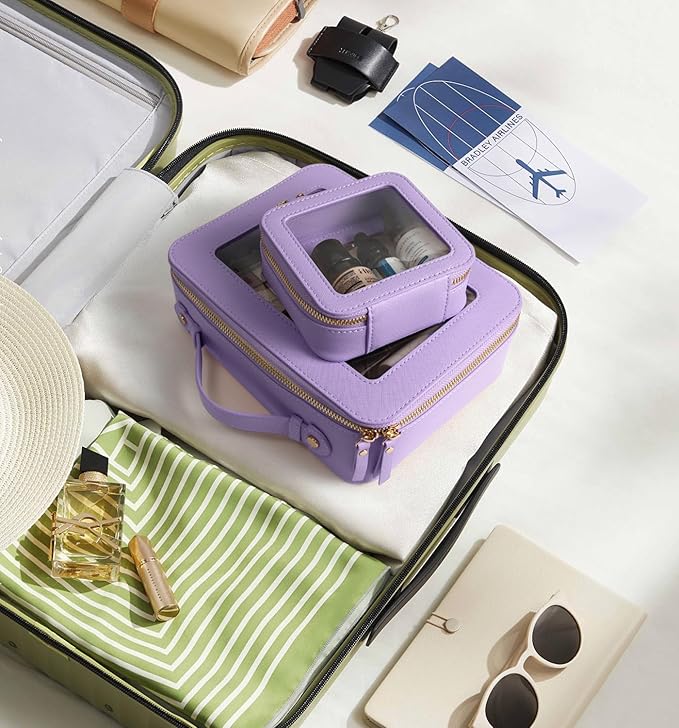 LETGO Small Makeup Bag Pouches for Purse Clear Makeup Bag for Purse Accessories Make Up Bag Small Car Organizer and Storage (Mini Purple)
