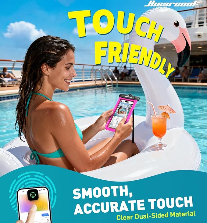 Hiearcool Waterproof Phone Pouch,Waterproof Phone Case for iPhone 17 16 15 14 13 Pro Max,IPX8 Phone Waterproof Pouch for Beach Cruise Ship Travel Essentials Green&Bright Red-2Pack