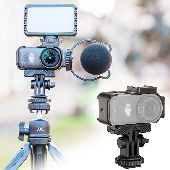 JJC Osmo Nano Cage with Cold Shoe Mount Adapter for DJI Osmo Nano Accessories, Expansion Adapter with 1/4"-20 Thread Hole, Built-in Strong Magnet, Creative Narrow Crevice Shooting, ABS Frame