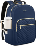 LOVEVOOK Laptop Backpack for Women with Giant Tumbler Holder 18.4 inch,Designer Travel Backpack Laptop Bag College Backpack,Quilted Work Nurse Teacher Backpack Purse Computer Bag Daypack,Navy Blue