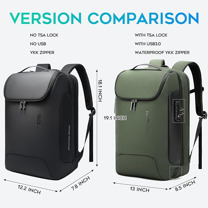 BANGE Travel Laptop Backpack, Anti-Theft Bag with USB Charging Port and TSA Lock, Waterproof Business Computer Backpack Fits 17.3 Inch Notebook