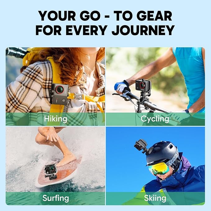 AKASO EK7000 Pro 4K30fps Action Camera with Touch Screen EIS 131ft Waterproof Underwater Camera Remote Control 5X Zoom with Helmet Accessories Kit (with 128GB MicroSD Card)