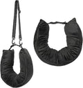 Stuffable Travel Neck Pillow Velvet Stuffable Pillow for Traveling Neck Pillows for Extra Luggage with Adjustable Necks Size Portable Travel Essentials Multifunctional Sleeping Rest Cush(Black)