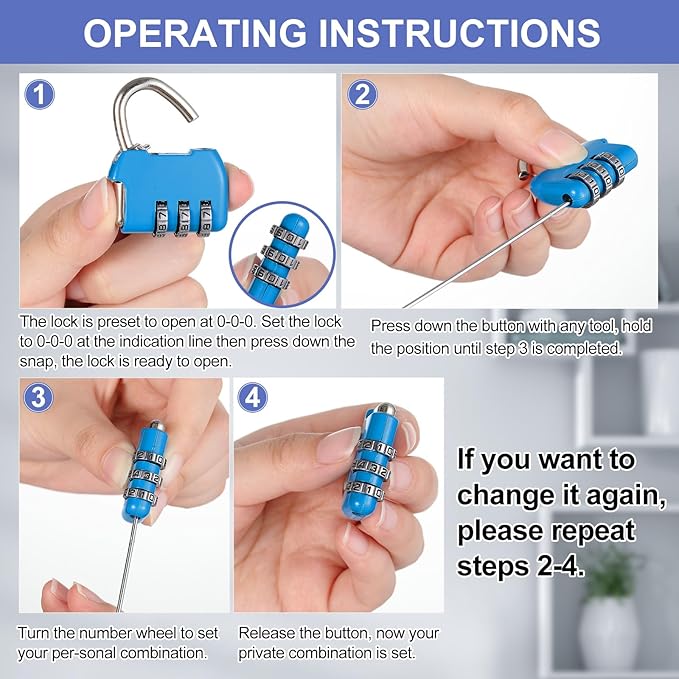 Moxweyeni 10 Pcs Digit Combinations Padlock Safe Cipher Lock Mini Combination Resettable Number for Suitcases Luggage Briefcases Computer Bags (Modern Style,Multicolor)
