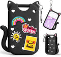 Juome Silicone Case for Touchland Hand Sanitizer Spray with Keychain & Charms, Cat Protective Holder Compatible with Touchland Power Mist & Glow Mist 1 FL Oz/30ML,Travel Cover Sleeve Accessory (Black)