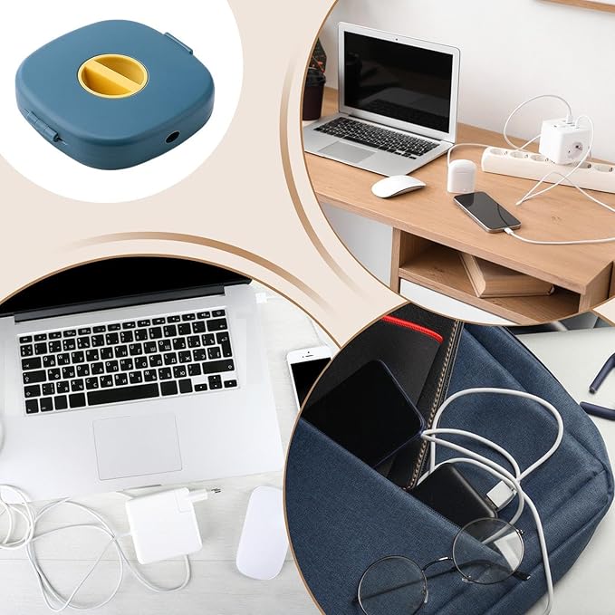 Charger Cord Winder - Cable Organizer Storage Case, Wire Management Holder, with Built in Phone Stand | Portable Charging Cable Wrap Tool for School Living Room Bedroom Dorm Commuting Travel Use