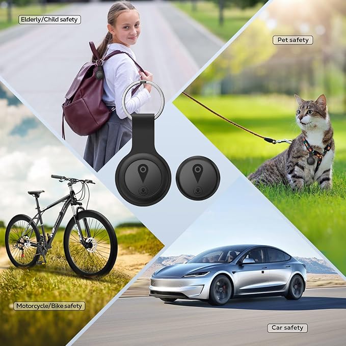 Tracking Devices for Cars Hidden, 2 Pack GPS Tracker for Vehicles Mini Portable GPS Tracker for Cars Splashproof for iOS Find My (iOS Only), No Monthly Fee Subscription No SIM Card Required-Black