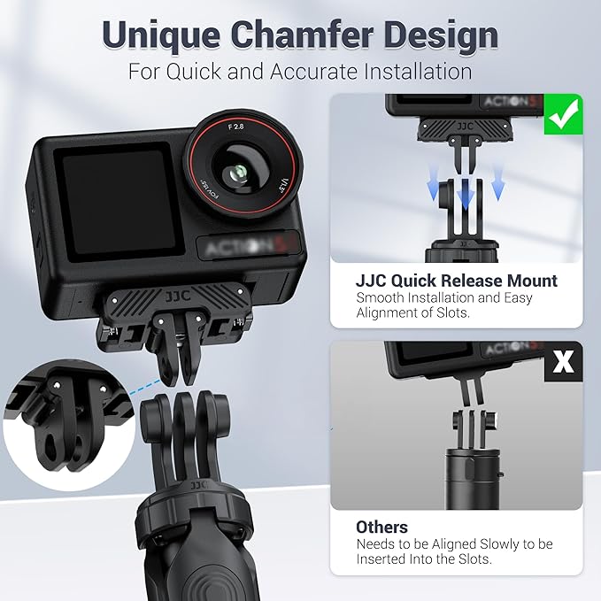 JJC 2Pcs Action 5 Magnetic Quick Release Adapter for DJI Osmo 360 Action 5 pro 4 3 Accessories, Replace OEM Quick Release Mount, with Folding Claws & 1/4 Screw Hole, Heavy Duty Nylon Extension Adapter