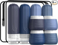 Travel Bottles for Toiletries 8 Pack, TSA Approved Travel Size Toiletries Containers Set, 4 Silicone Leak Proof Refillable Bottles and 4 Creams Jars Accessories Kit W/Clear Bag (BLUE)