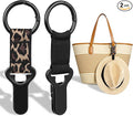 Niveaya Hat Clip for Travel on Bag - 2 Pack, Vacation Beach Cruise Essentials Accessory for Travel Handbag Backpack Luggage, Securely Hold to Keep Hat Shaped, Black+Leopard