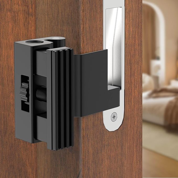 Upgraded Portable Door Lock for Travel & Home - No Drill Anti-Kick Door Reinforcement Lock with 800lbs Strength, Fits Inward Swing Doors (2, Black - Portable)