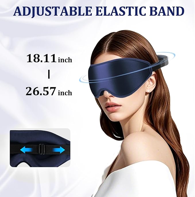 3D Deep Contoured Zero Pressure Sleep Eye Mask for Men & Women, Blackout Blindfold with Adjustable Strap for Travel, Home, Nap (Blue)