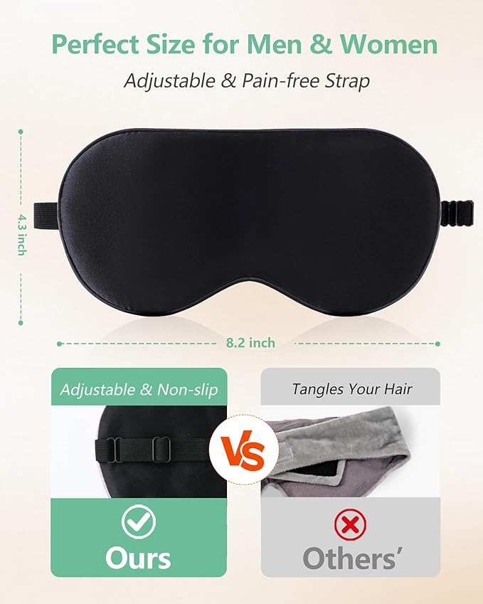 BeeVines Sleep Mask, 4 Packs 100% Real Natural Pure Silk Eye Masks with Adjustable Strap for Sleeping, Mulberry Silk Eye Sleep Shade Cover, Block Light Reduces Puffy Eyes Traveling Gifts