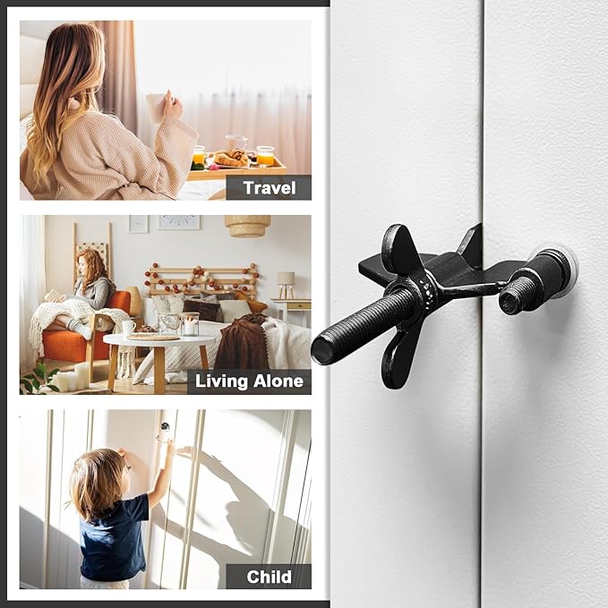 AceMining Upgraded Portable Door Lock Home Security Door Locker Privacy Perfect for Traveling Hotel Home Apartment College and Travel Lockdown Locks for Additional Safety, Golden