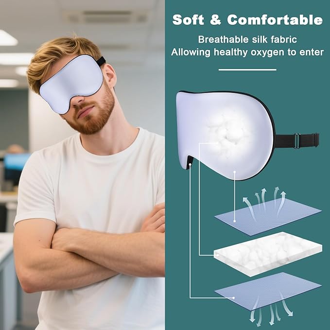 Sleep Mask for Side Sleeper Women Men, Eye Mask for Sleeping Light Blocking, 3D Contoured Cup Sleeping Mask, Soft Breathable Sleep Eye Mask with Adjustable Elastic Strap for Travel (Purple)