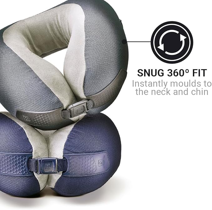 American Dreamer, Deluxe Travel Pillow, Comfortable Memory Foam Neck Pillow for Uninterrupted Sleep, Ideal for Airplane, Bus, Car, and Train, Travel Essentials, Made in USA, Gray