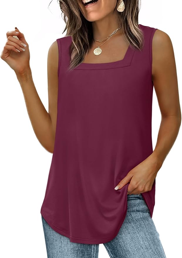 WIHOLL Women's Square Neck Tank Top