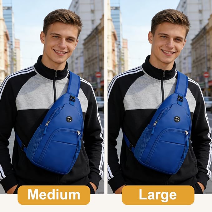 Pritent Crossbody Bags for Women Man, Waterproof Sling Bag Backpack Trendy Casual Cross Body Bags with Convertible Shoulder Strap Chest Bag for Camping Hiking Travel Essentials (Royal Blue, Large)