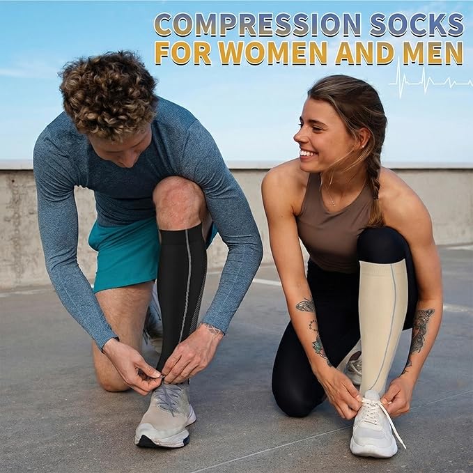 Sooverki Copper Compression Socks for Men & Women 8 Pack 15-20mmHg - Knee High Stockings Best Support for Running Athletic